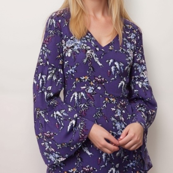 Ann Taylor Loft Petite Frosted Branch Bell Sleeve Dress ❤️ - Picture 1 of 6